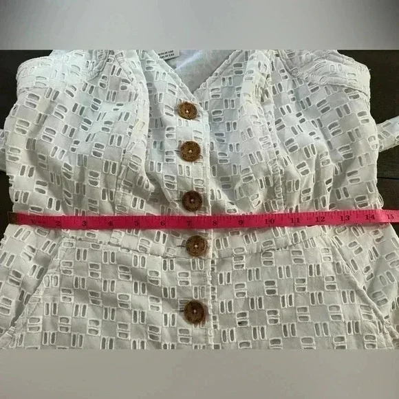 NWT Anthropologie Women’s Ivory Eyelet Lace Belted Romper - Size 4 - Picture 7 of 12